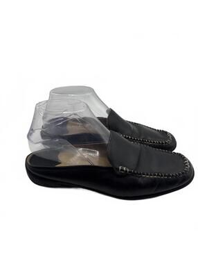 Glacee Women Mule Shoes Size 7M Black  Leather Square Toe Slip On Loafers